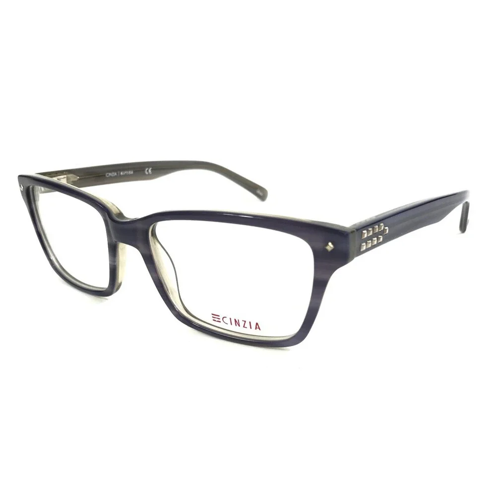 Cinzia Eyeglasses Frames CIN-5035 C1 Striped Purple Gray Square 52-17-140